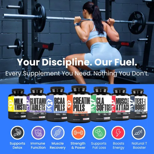 Miniatura 5 de Cápsulas de creatina, 5g Premium 3X ThreeAtine Pre Workout, Ganador de masa muscular a granel, Creatina monohidrato de alta absorción fácil