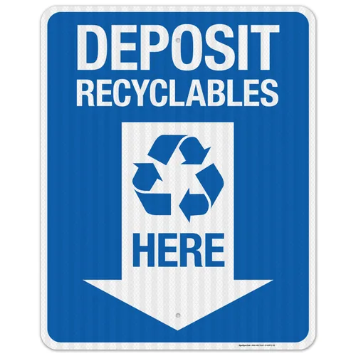 Miniatura 13 de Sigo Signs, Deposit Recyclables Here - Cartel de flecha hacia abajo, 12 x 18 pulgadas, 3M EGP reflectante aluminio .063, resistente a