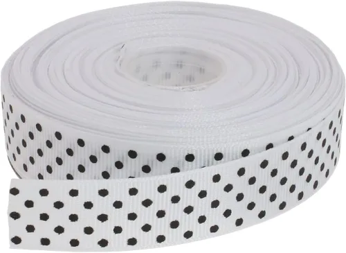 Miniatura 13 de Cinta de grogrén de lunares de 25 yardas cada rollo 100% poliéster (1 pulgada, beige)