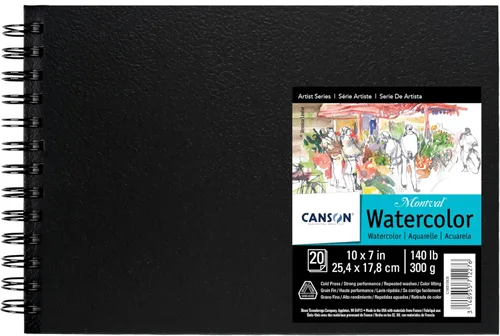 Canson Artist Series - Papel de acuarela Montval, bloc de alambre, 10 x 7 pulgadas, 20 hojas (140 libras/10.58 oz), papel de artista para adultos y