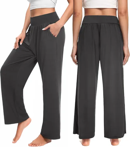 Miniatura 2 de OLIKEME Pantalones de yoga de pierna ancha para mujer, cintura alta, cómodos, casuales, holgados, para entrenamiento, talla grande, pantalones