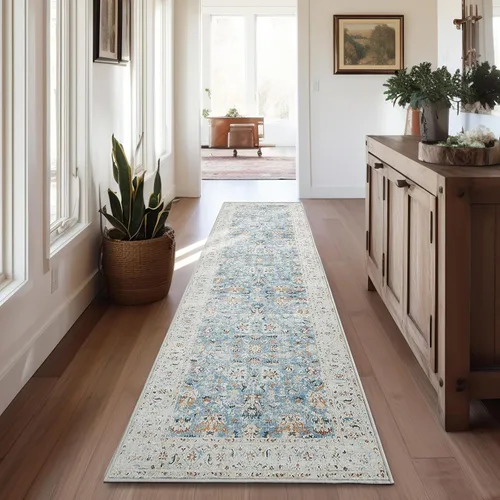 Miniatura 28 de jinchan Alfombra de entrada de 2 x 3 pulgadas, lavable, diseño floral vintage, tapete pequeño para interiores, bohemio, ligero, delgado