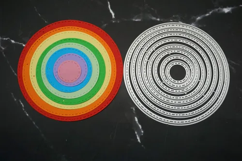 Miniatura 5 de Troqueles de corte de metal para anidar círculos y rectangulares, plantillas troqueladas para hacer tarjetas, álbumes de recortes, papel