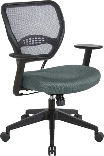 Miniatura 16 de Space Seating Serie 55 - Silla de escritorio de oficina ajustable con soporte lumbar integrado, malla negra