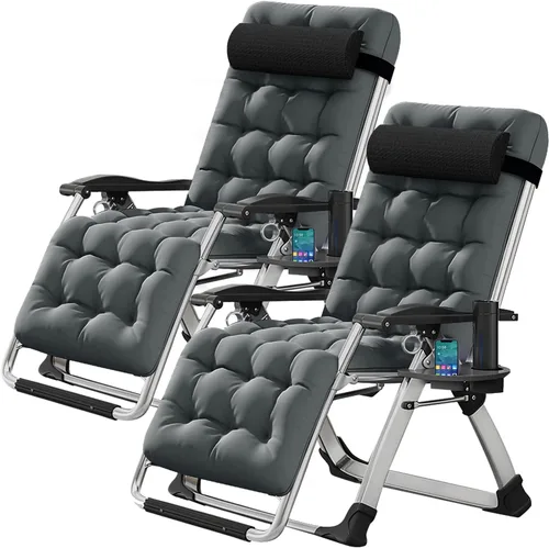 Miniatura 11 de Silla de gravedad cero, sillón reclinable de césped, tumbona reclinable para patio, tumbona plegable portátil con cojín suave desmontable, soporte