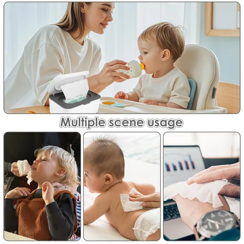 Miniatura 7 de Paquete de 2 dispensadores de toallitas para bebé, dispensador de toallitas para baño, diseño de sellado que mantiene fresco, fácil abierto, a