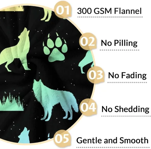 Miniatura 4 de Manta de lobo para regalar – Manta de 30 x 40 pulgadas para adultos y niños, manta de felpa suave arcoíris para sofá y viajes