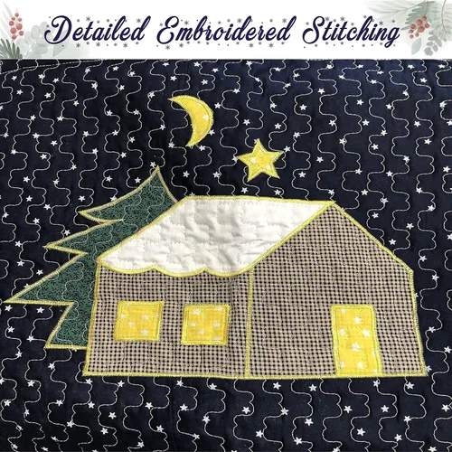 Miniatura 8 de Cozy Line Home Fashions Juego de ropa de cama reversible con diseño de retazos de Navidad, color azul marino, silencioso, cielo estrellado, cabaña