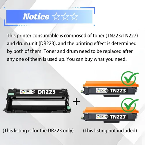 Miniatura 4 de Unidad de tambor de repuesto compatible DR223CL para Brother DR223 para TN223 Drum TN227 Toner MFC-L3770CDW HL-L3210CW HL-L3230CDW HL-L3270CDW