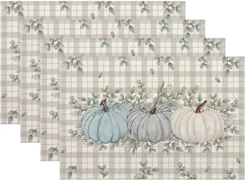 Miniatura 24 de Juego de 4 manteles individuales florales de 12 x 18 pulgadas, diseño de flores silvestres, acuarela, lavables, manteles decorativos de tela de lino