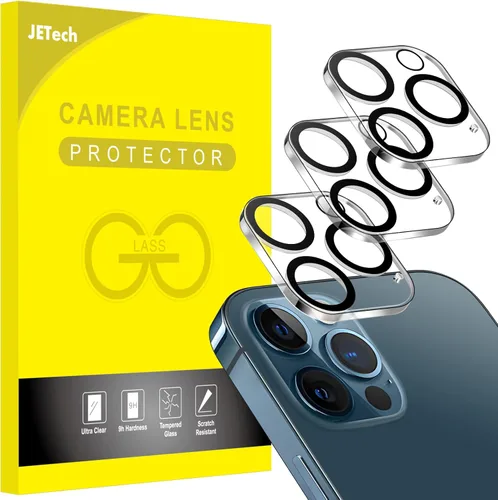 JETech Protector de lente de cámara para iPhone 12 Pro de 6.1 pulgadas, vidrio templado 9H, transparente HD, antiarañazos, compatible con fundas, no