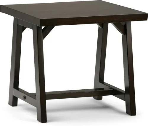 Miniatura 20 de Simpli Home - Sawhorse - Mesa de centro, color castaño oscuro., Pino, Distressed Grey
