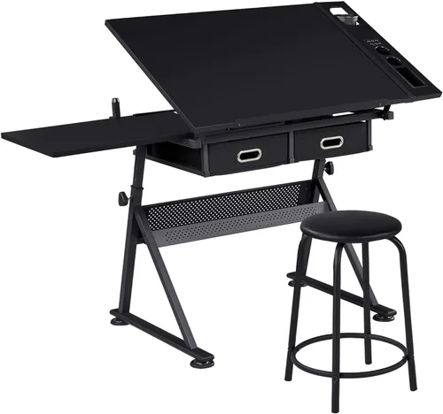 Yaheetech Mesa de dibujo para artistas, escritorio de dibujo de altura ajustable, escritorio de arte/manualidades, estación de trabajo de pinturas