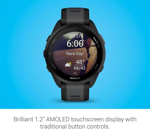 Miniatura 7 de Garmin 010-02863-20 Forerunner 165 Reloj Deportivo Inteligente, Negro + Gris Pizarra Modelo de Socio Oficial de EE.UU. Paquete con Protector