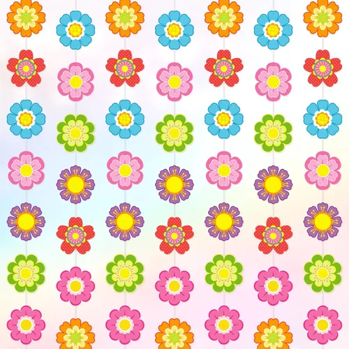 Capoda 8 piezas decoraciones de fiesta de verano con flores coloridas Guirnaldas de papel de flores hawaianas Recortes de papel de hibisco