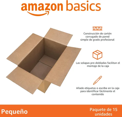 Miniatura 2 de Amazon Basics Cajas de cartón para mudanzas, paquete de 15, pequeñas, marrones, 16 x 10 x 10 pulgadas Para embalaje y envío
