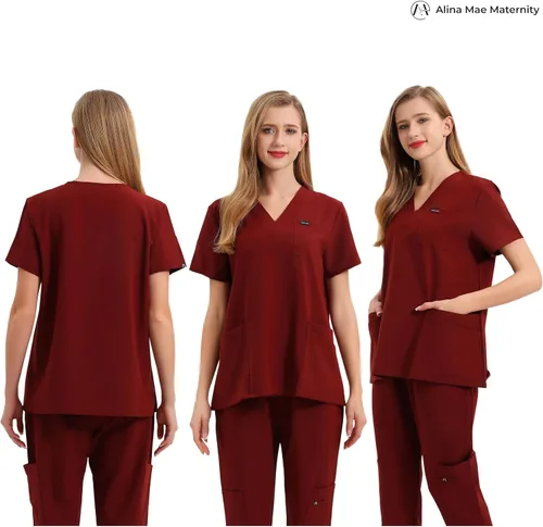 Miniatura 6 de Exfoliante de maternidad para mujeres embarazadas, uniforme de médico, pantalón de enfermera, con 6 bolsillos