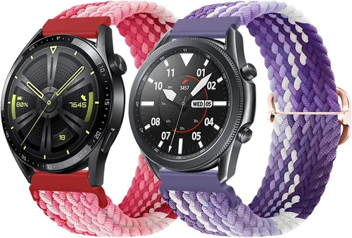 Miniatura 10 de Qimela Paquete de 2 correas trenzadas de nailon deportivas compatibles con Samsung Galaxy Watch 3 de 1.772 pulgadas/Galaxy Watch 1.811 pulgadas/Gear