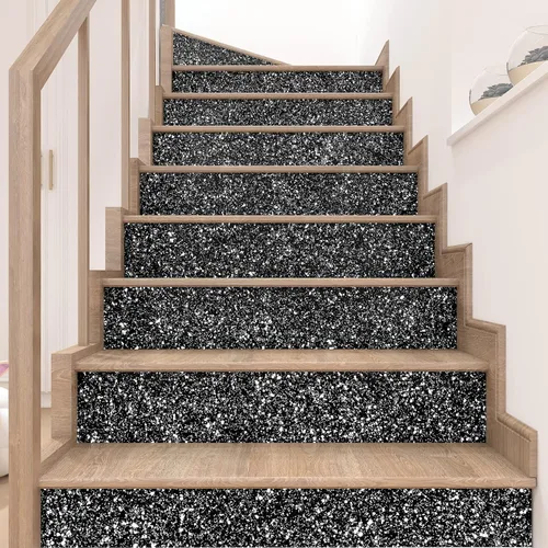 Miniatura 5 de Decotalk Papel tapiz con purpurina para despegar y pegar, papel de contacto con lentejuelas negras de 17.7 x 120 pulgadas, papel tapiz negro