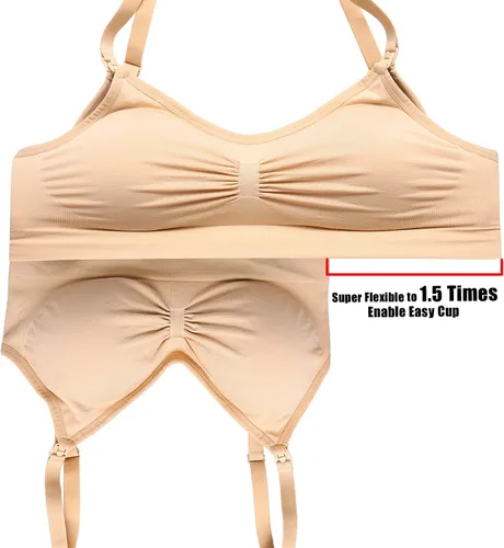 Miniatura 3 de Hofish - Paquete de 3 corpiños de maternidad de lactancia sin costuras de busto completo XXL con extensores y clips adicionales de corpiño