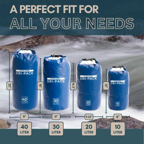 Miniatura 4 de Zero Grid Bolsa seca impermeable – La bolsa de secado flotante se mantiene seca tamaños de 10L/20L/30L/40L para mochileros, kayak, canotaje, Azul