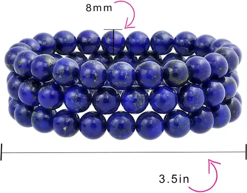 Miniatura 13 de Bling Jewelry Juego de 3 pulseras elásticas unisex apilables con cuentas redondas de 0.315 pulgadas para mujeres, adolescentes y hombres, multihebra