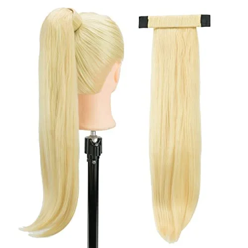 Miniatura 8 de IMISSU Novelly Design - Extensión de cabello largo y ondulado con cola de caballo con diadema flexible (rubio oscuro)