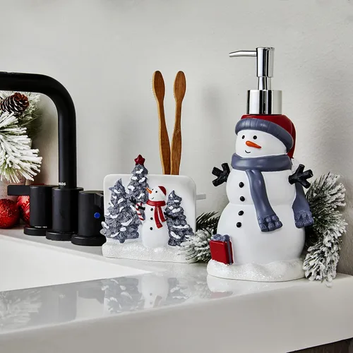 Miniatura 2 de SKL Home Dispensador de jabón de muñeco de nieve Whistler de Navidad/invierno para baño/cocina y regalo, multicolor