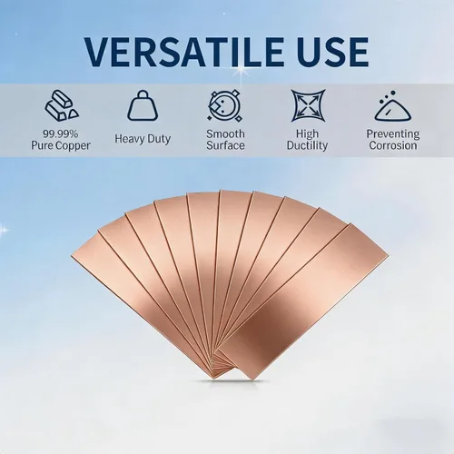 Miniatura 3 de 10 Pcs 99.99% Pure Copper Anode Strip, 0.04''x1''x6'' Copper Plate Sheet for Electroplating Kit, Jewelry Plating & DIY Project