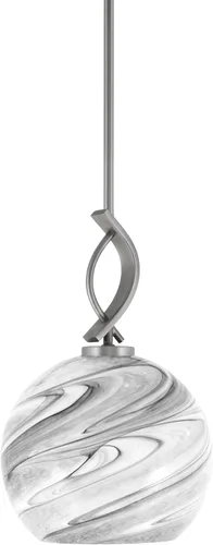 Miniatura 32 de Toltec Lighting Cavella Stem Colgado Mini colgante, acabado grafito, vidrio de muselina blanca de 4 pulgadas