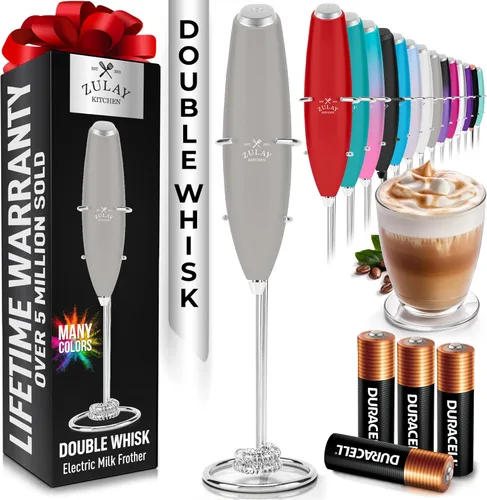 Miniatura 55 de Zulay Kitchen Espumador de leche de mano con pilas Duracell AA – Mezclador eléctrico ultrarrápido y creador de espuma, mezclador de bebidas fácil