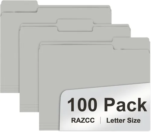 Miniatura 10 de RAZCC - Carpeta de archivos, paquete de 100 carpetas de archivos con pestaña de corte de 1/3, tamaño carta, amarillas, carpetas con pestañas, ideal