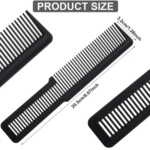Miniatura 2 de Patelai Peine de corte de pelo de 10 piezas para peluquería de dientes finos para peluquería para peluquería en el hogar, peluquería (negro)