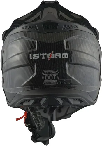 Miniatura 8 de 1Storm - Casco de motocross para adulto ATV Dirt Bike BMX MX, estilo pista de montaña JH601; paquete de casco de fibra de carbono negro, gafas
