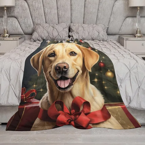 Miniatura 6 de Yellow Lab - Manta de Labrador de Navidad, linda y divertida para varios perros y mascotas, manta de verano de 30 x 40 pulgadas, manta de franela