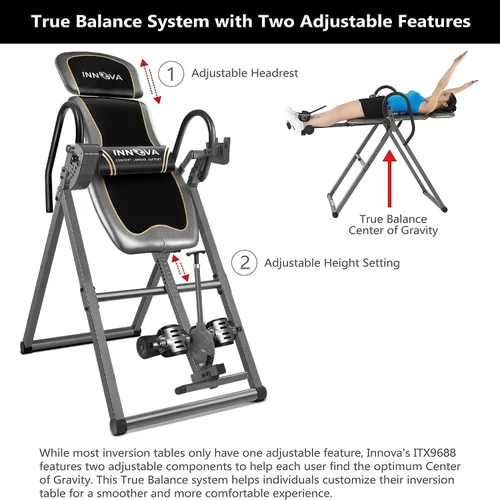 Miniatura 10 de Innova Health and Fitness Inversion Table with Adjustable Headrest, Reversible Ankle Holders, and 300 lb Weight Capacity