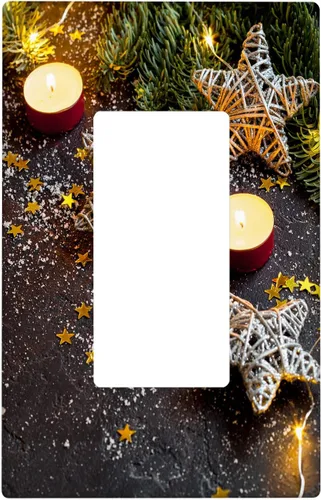Miniatura 66 de Cubierta de interruptor de luz dúplex de 1 banda, cubierta decorativa de Navidad con copos de nieve rojos, placa frontal decorativa para cocina