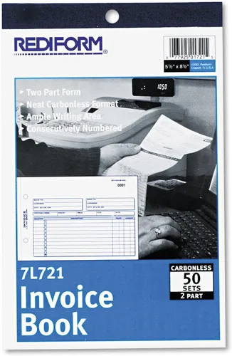 Miniatura 2 de Rediform 7L721 Libro de facturas 5 1/2 x 7 7/8 duplicado sin carbono 50 juegos/libro