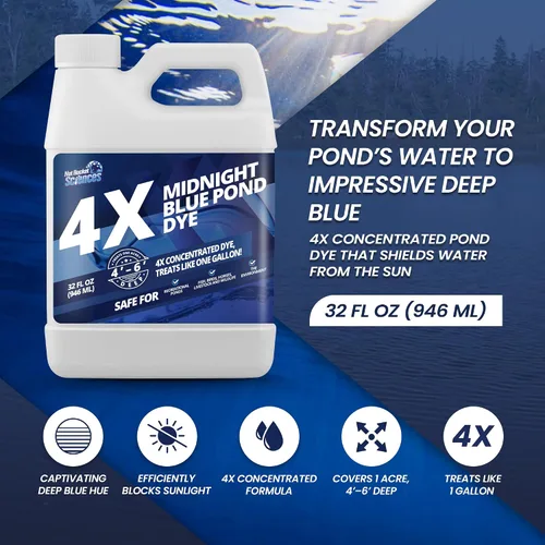 Miniatura 2 de Tinte azul medianoche para estanque de 32 onzas, tinte concentrado de estanque azul, Aquashade de aspecto natural oscuro para hermosa agua del lago