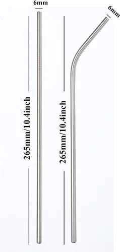 Miniatura 2 de Pajitas dobladas de metal reutilizables, paquete de 50 popotes a granel, de acero inoxidable de 10.5 pulgadas para vasos de 30 onzas y 20 onzas