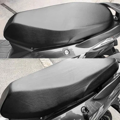 Miniatura 4 de Funda universal para asiento de motocicleta con elástico, cuero PU transpirable, funda impermeable para asiento para la mayoría de asientos de Negro