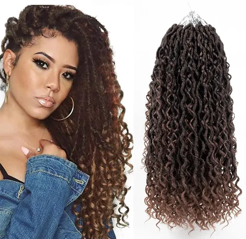 Miniatura 20 de Aipin Goddess Cabello de Ganchillo de 18 Pulgadas Boho River Locs Hippie Locs Ondulado de Ganchillo Con Cabello Rizado en el Medio y Extremos 613
