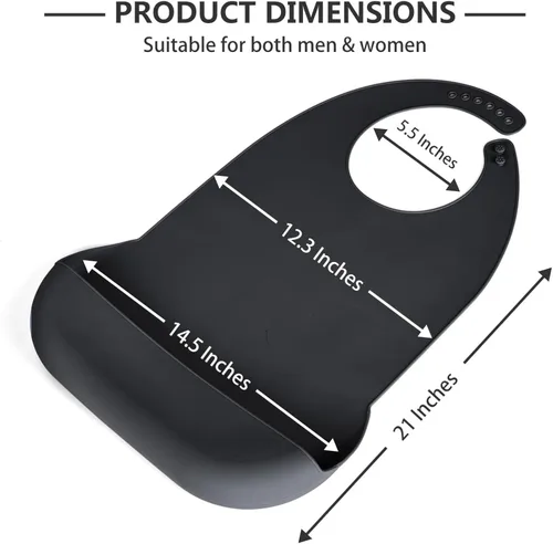 Miniatura 3 de Baberos para adultos Kinggrand Kitchen para hombres, mujeres, ancianos - Babero de silicona para adultos para comer - Baberos lavables con recogedor