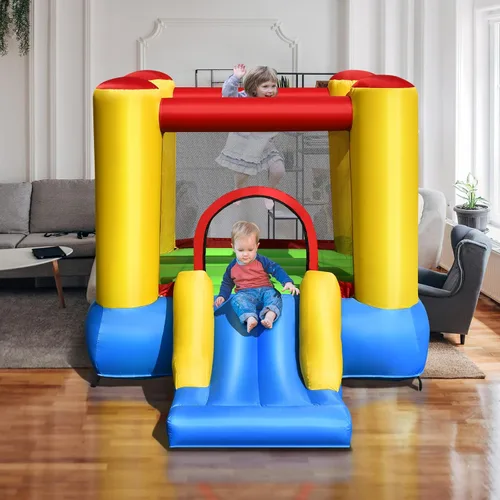 Miniatura 9 de HONEY JOY Casa inflable para rebotar, rebote de luna inflable para niños con tobogán, área gigante de salto, estacas, bolsa de transporte, castillo