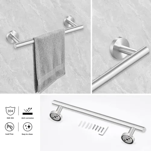 Miniatura 5 de Cilee Toallero de baño de níquel cepillado, 2 toalleros dobles de 16 pulgadas, toallero de baño para baño, soporte para toallas de baño, montaje