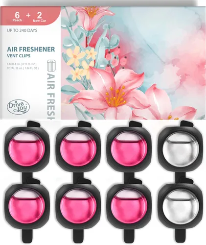 Miniatura 17 de Clips ambientadores para ventilación de automóvil, paquete de 8, proporciona aroma duradero, hasta 240 días, eliminador de olores (manzana y canela)