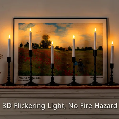 Miniatura 7 de 5plots Velas cónicas blancas sin llama con control remoto, temporizador, columna romana, velas cónicas LED que funcionan con pilas, candelabros LED