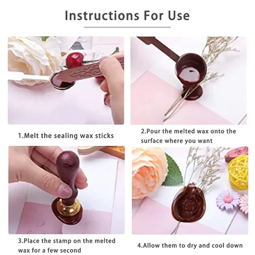 Miniatura 5 de Varillas de cera de sellado y sello para sello de cera, invitaciones de boda, sobres de tarjetas, correos de caracol, paquetes de vino, ideas
