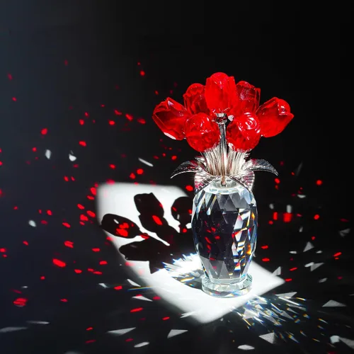Miniatura 3 de H&D HYALINE & DORA Figura de flor de rosa de cristal, adorno de ramo de flores de vidrio, regalo de rosa de vidrio para Navidad, Día de la Madre