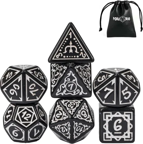 Miniatura 31 de 5 juegos de dados DND, juego de dados poliédricos (35 piezas) con bolsa de troquel de cuero, juego de troqueles D&D para juegos de mesa RPG